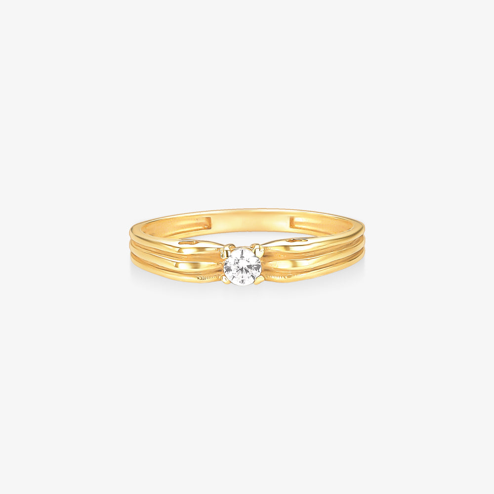 Anel Solitário Mar em Ouro Amarelo 18K