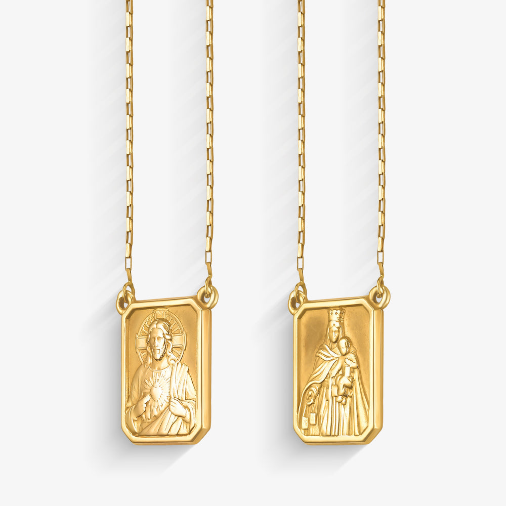 Escapulário Sagrado Coração G em Ouro Amarelo 18K