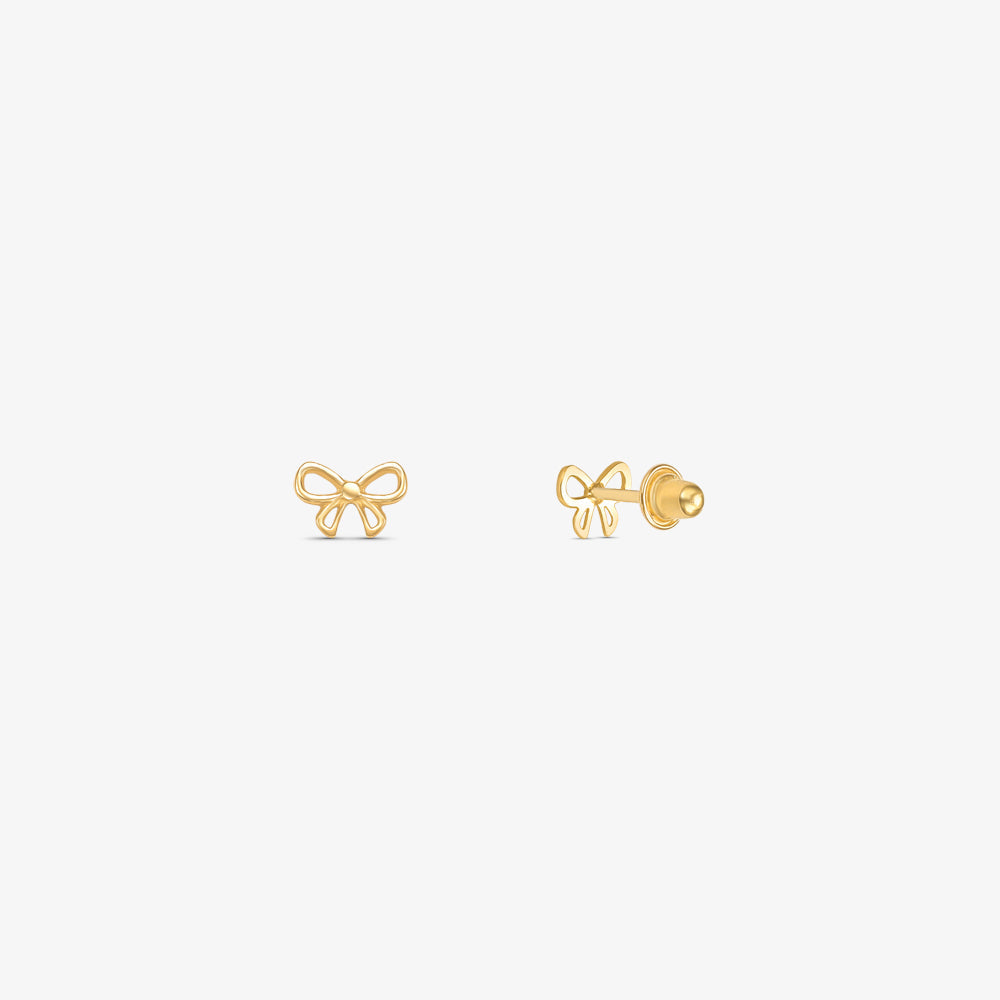 Brinco Baby Laço Vazado em Ouro Amarelo 18K