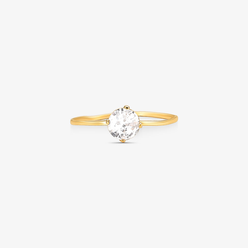 Anel Solitário UNI em Ouro Amarelo 18K