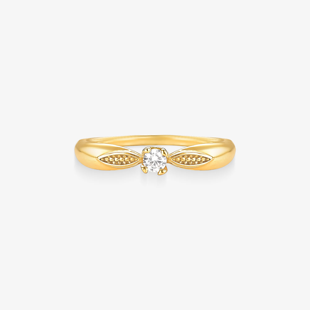 Anel Solitário Amara em Ouro Amarelo 18K