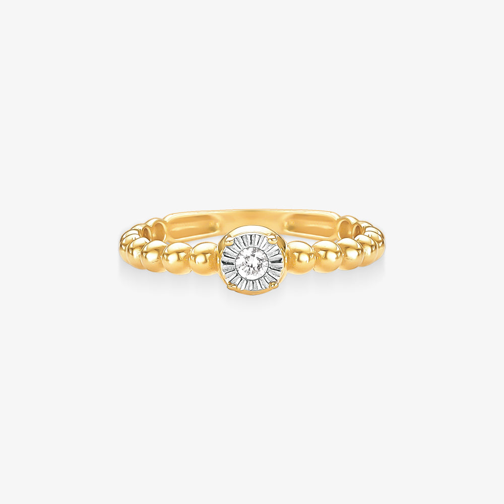 Anel Solitário Niva em Ouro Amarelo 18K