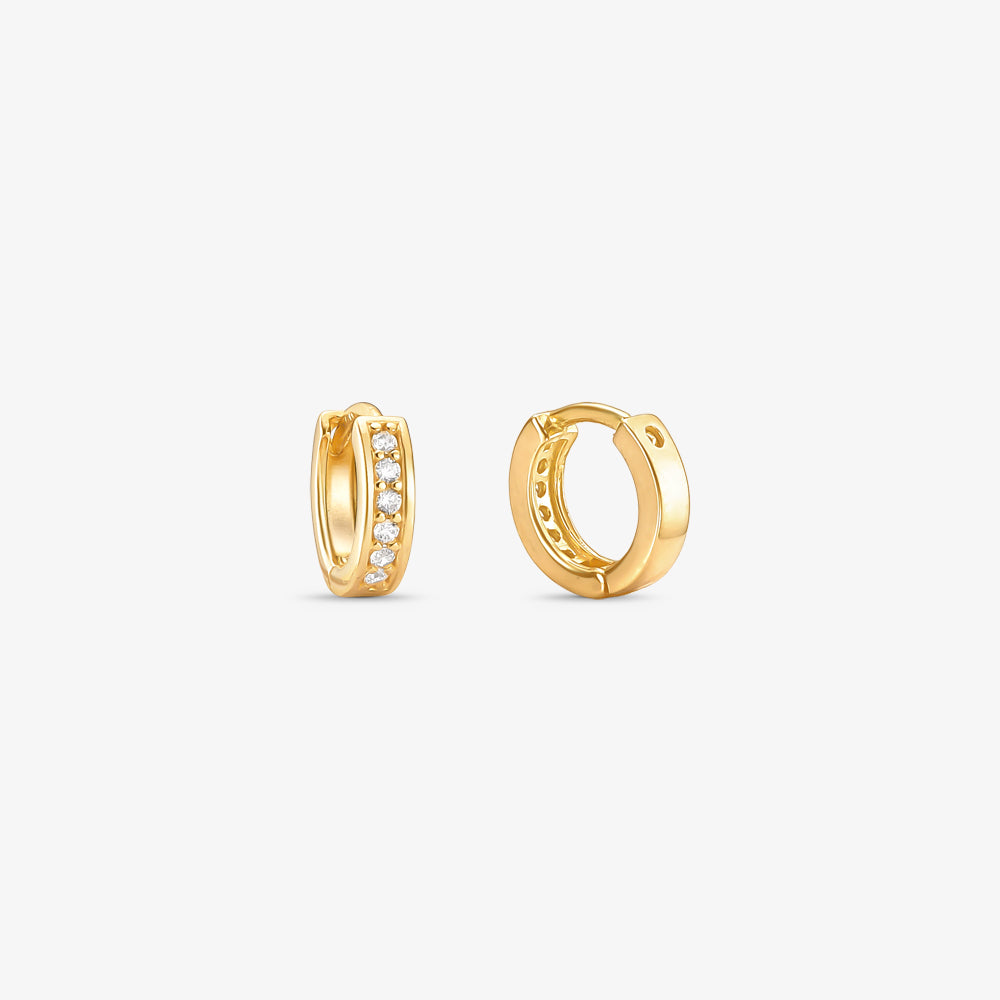 Brinco Argola P com Pedras em Ouro Amarelo 18K