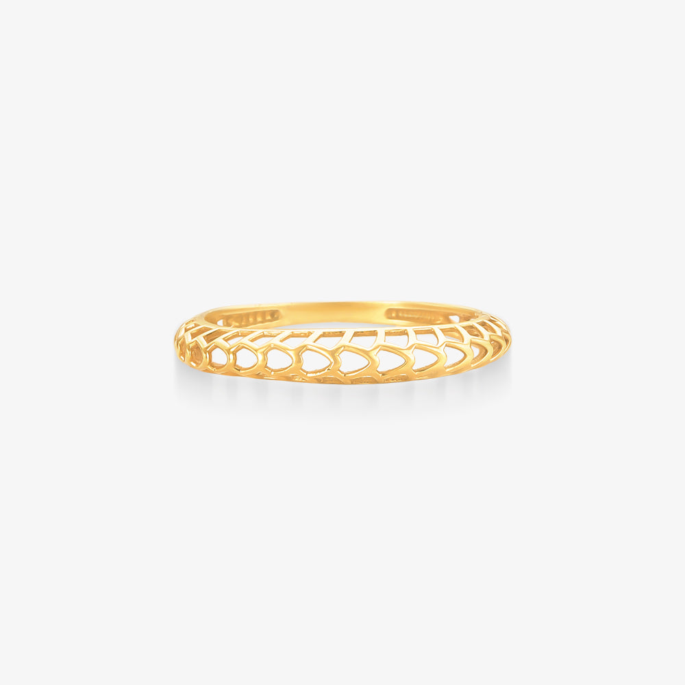 Anel Pavê Vazado em Ouro Amarelo 18K