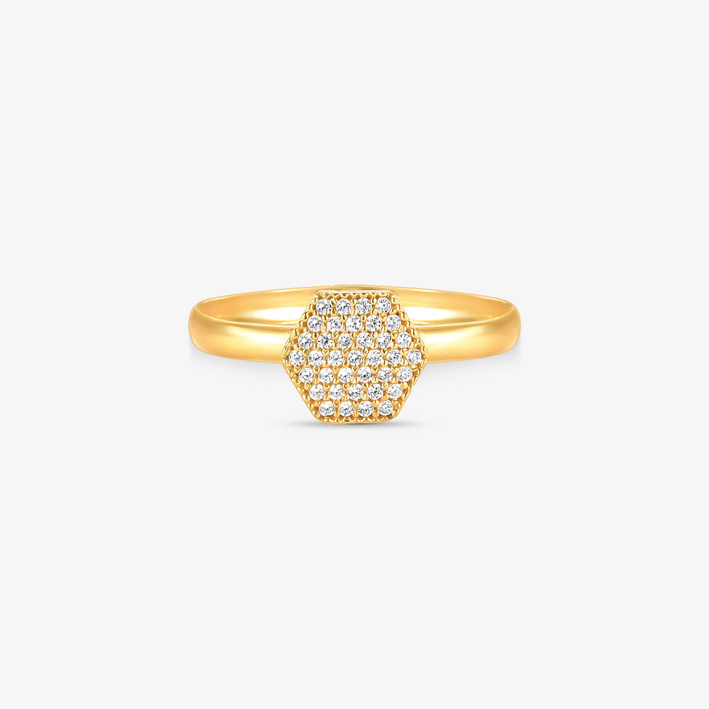 Anel Chuveiro Sextavado em Ouro Amarelo 18K