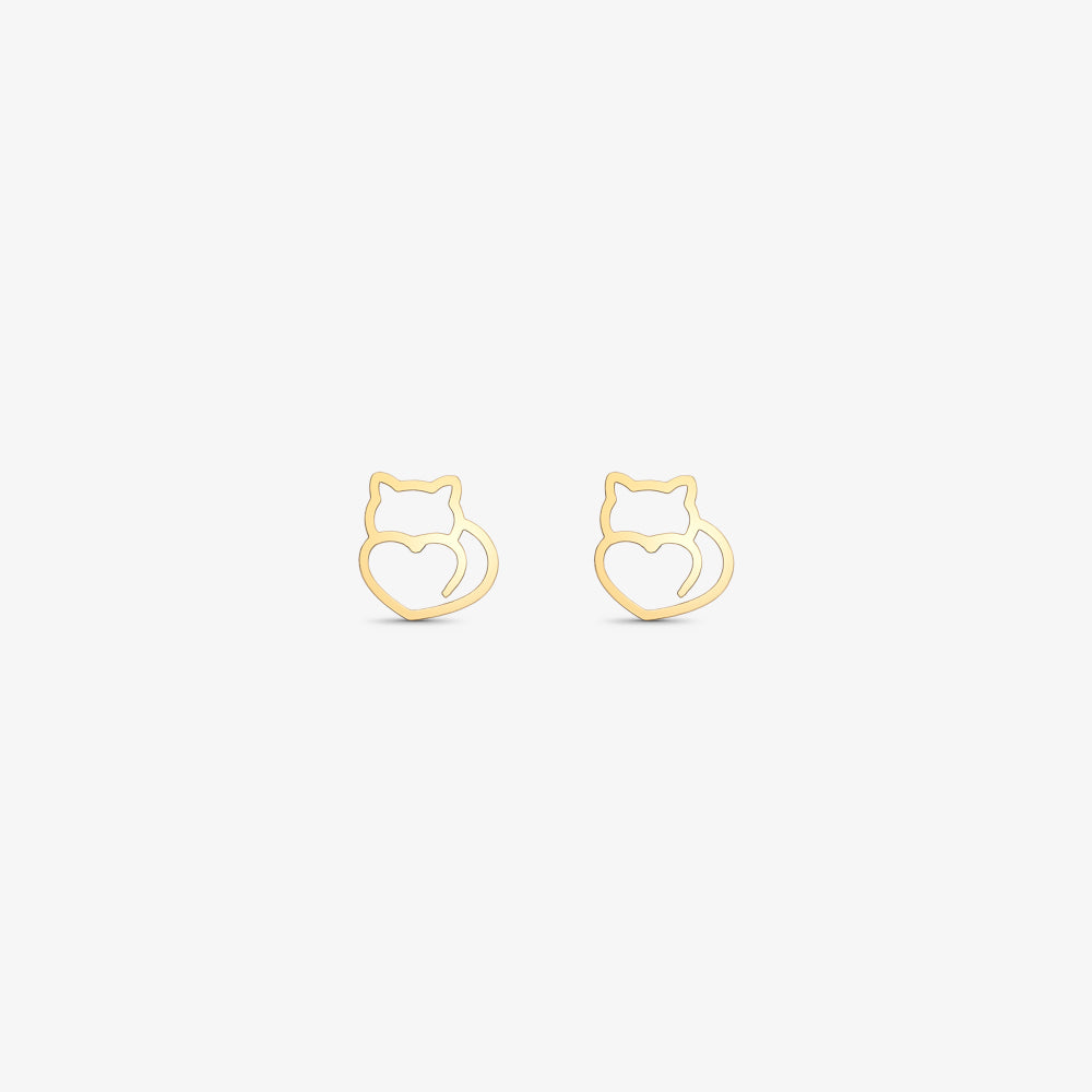 Brinco Baby Contorno Gatinho em Ouro Amarelo 18K