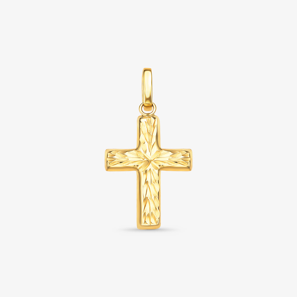 Pingente Cruz Trabalhada Média em Ouro Amarelo 18K
