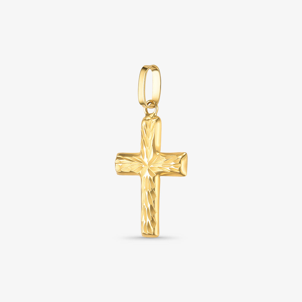 Pingente Cruz Trabalhada Média em Ouro Amarelo 18K