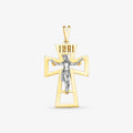 Pigente cruz vazada c/ Cristo 1,60g bicolor ouro18k750