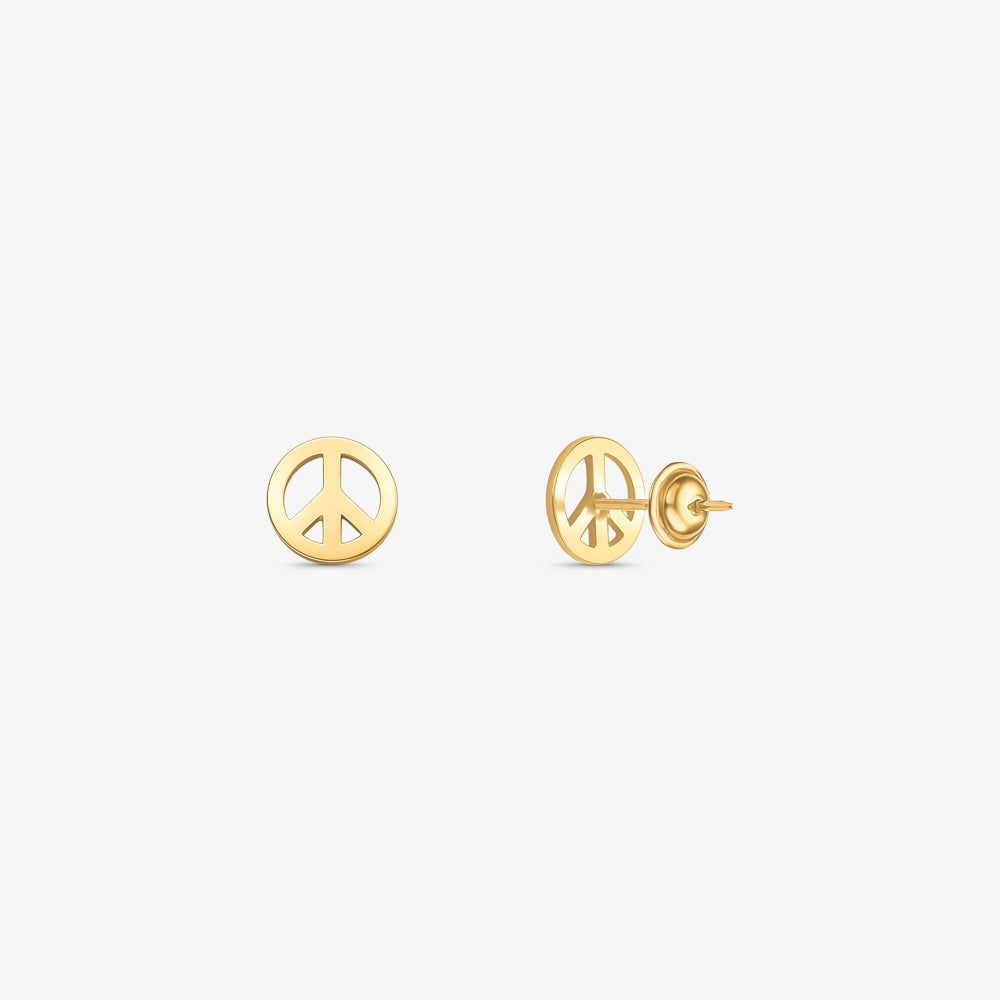 Brinco Símbolo da Paz em Ouro Amarelo 18K