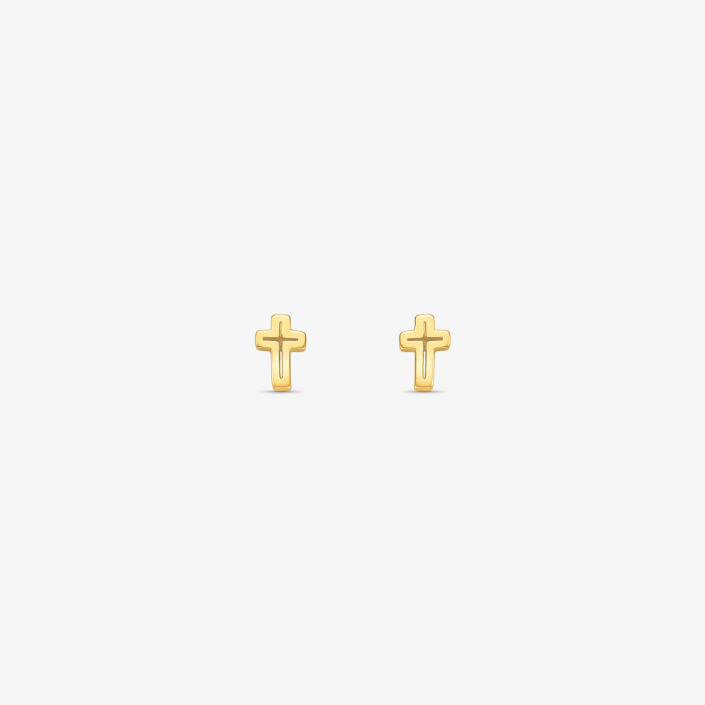 Brinco Mini Cruz em Ouro Amarelo 18K