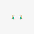 Brinco Baby com Pedra Dupla Verde em Ouro Amarelo 18K