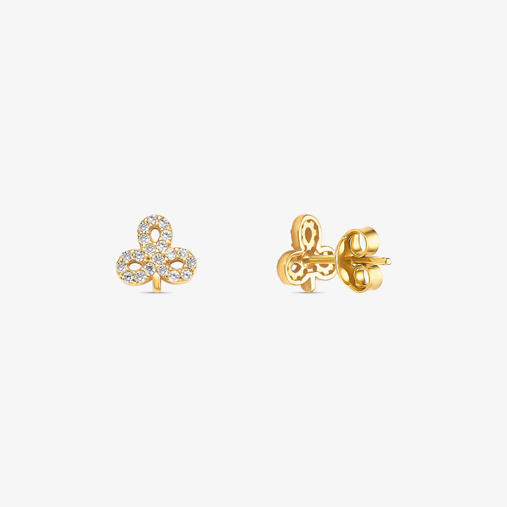 Brinco Trevo com Pedras em Ouro Amarelo 18K