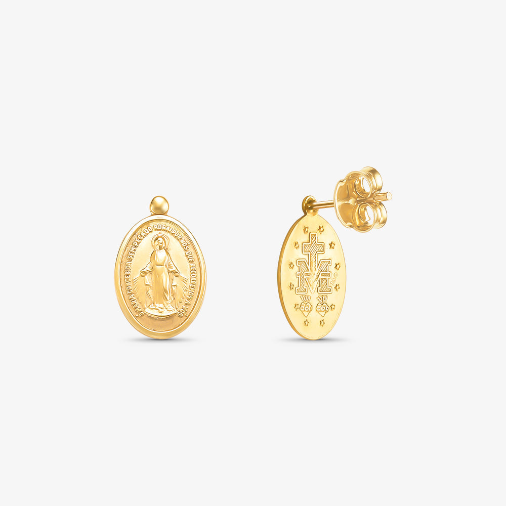 Brinco Medalha N.Sra. das Graças em Ouro Amarelo 18K
