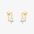Brinco Palito com Estrelas Bicolor em Ouro 18K