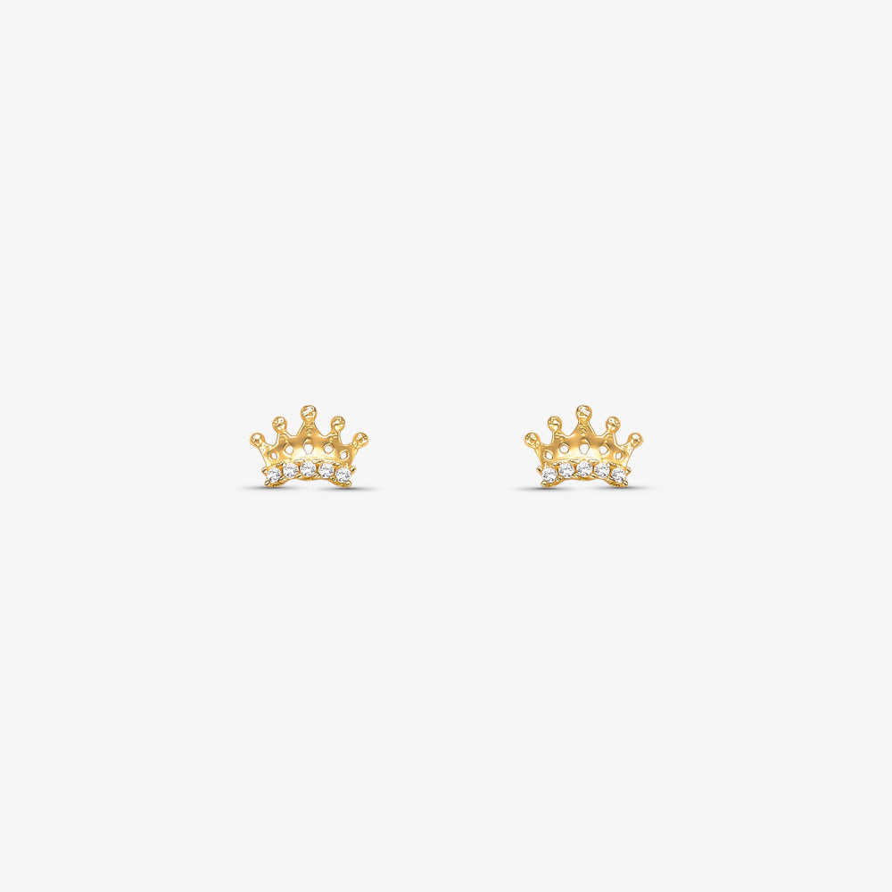 Brinco Baby Coroa com Pedra em Ouro Amarelo 18K