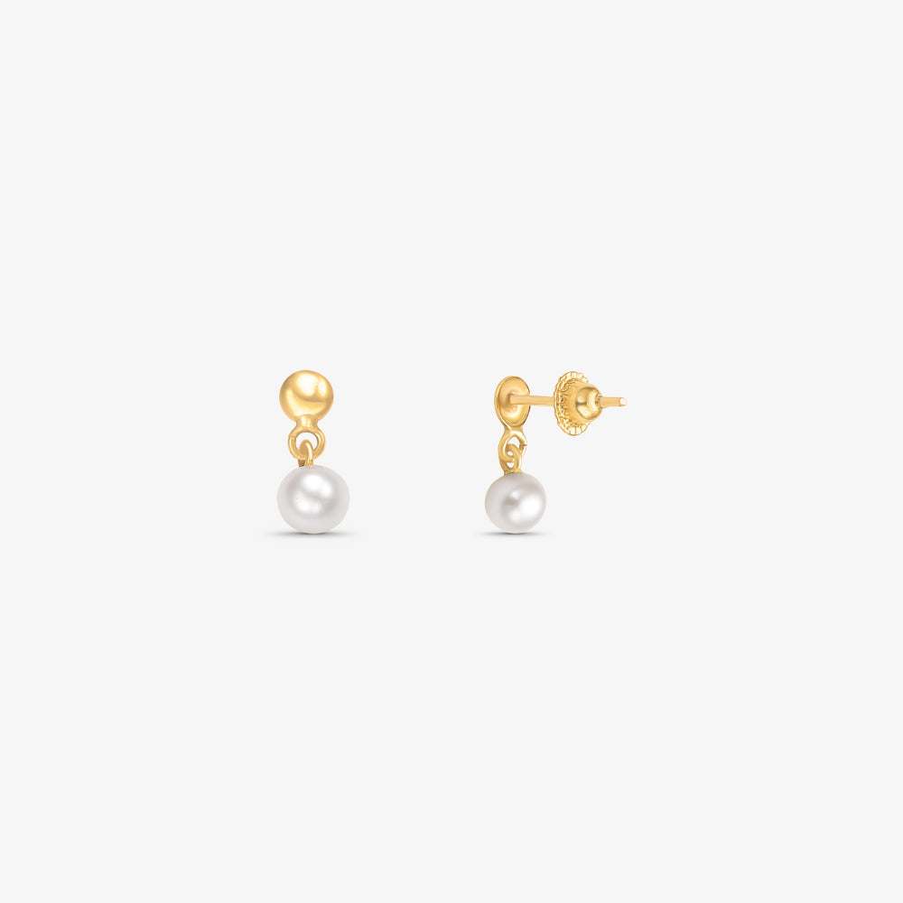 Brinco Pérola Natural Pendurado em Ouro Amarelo 18K