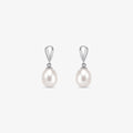 Brinco com Pérolas Naturais de 7mm em Ouro Branco 18K