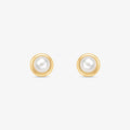 Brinco Pérola Natural Roseta em Ouro Amarelo 18K