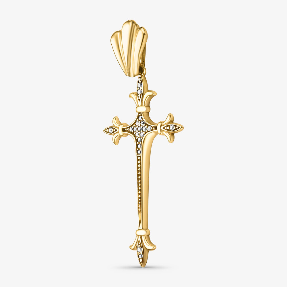 Pingente Cruz com Diamantes em Ouro Amarelo 18K