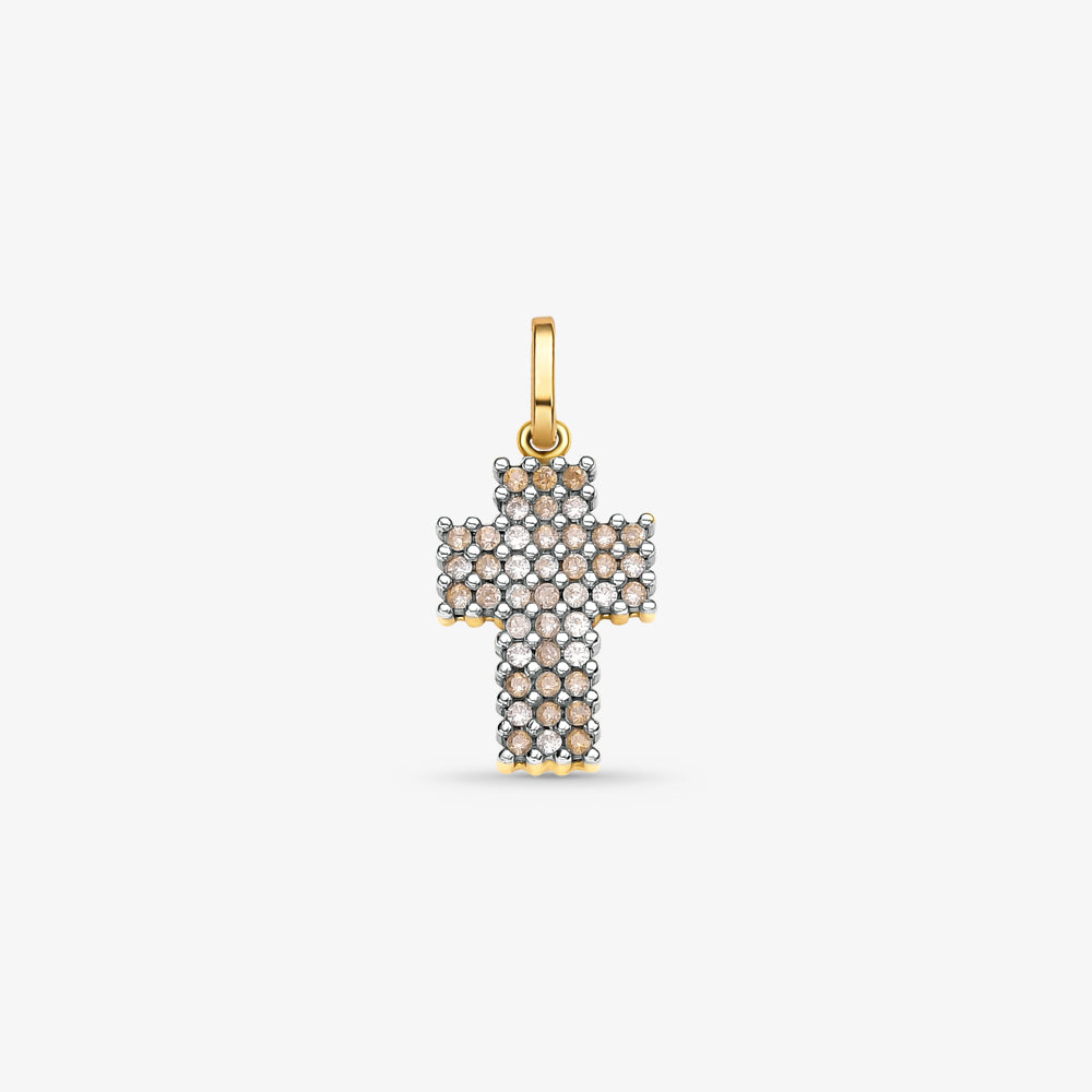 Pingente Cruz com Pedras em Ouro Amarelo 18K