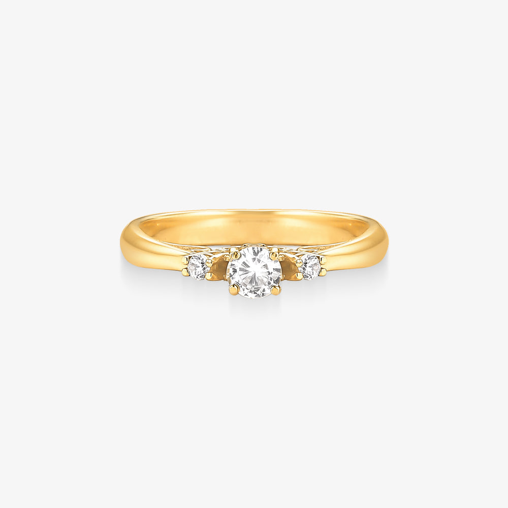 Anel Solitário TRE em Ouro Amarelo 18K