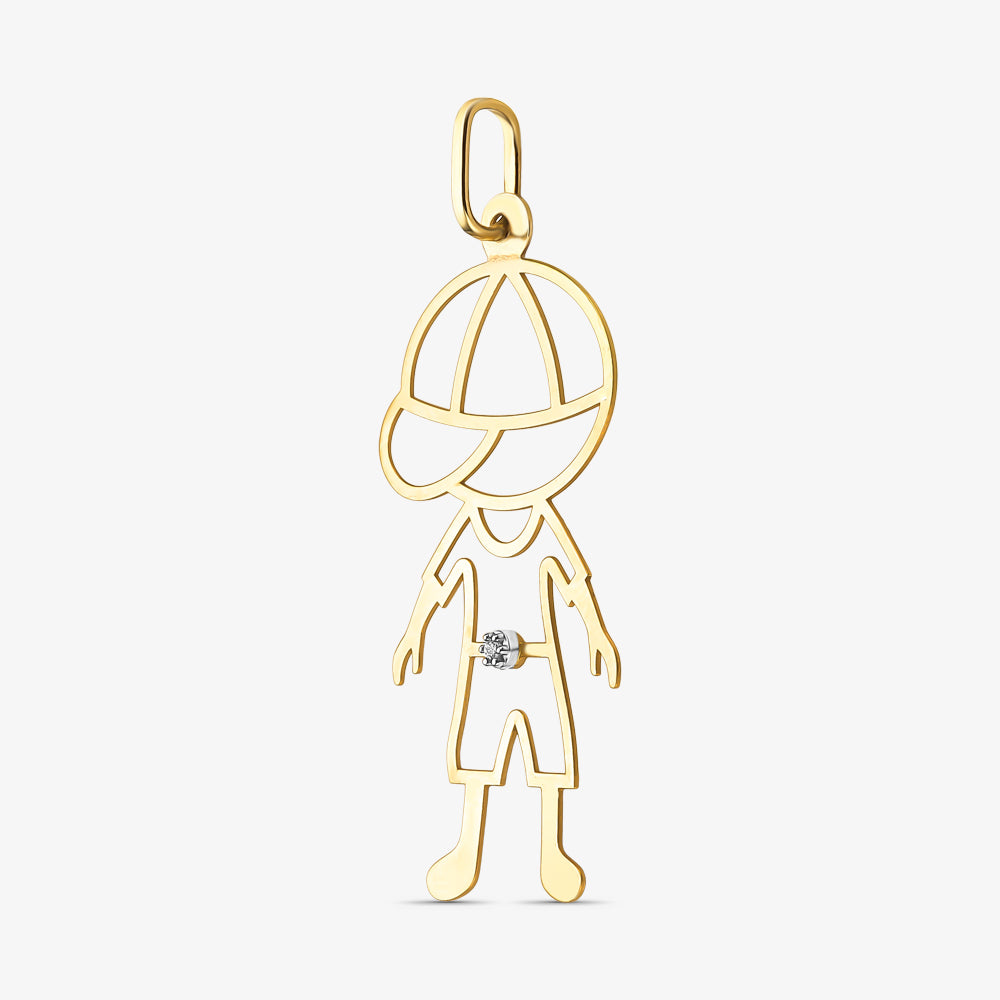Pingente Menino com Boné em Ouro Amarelo 18K