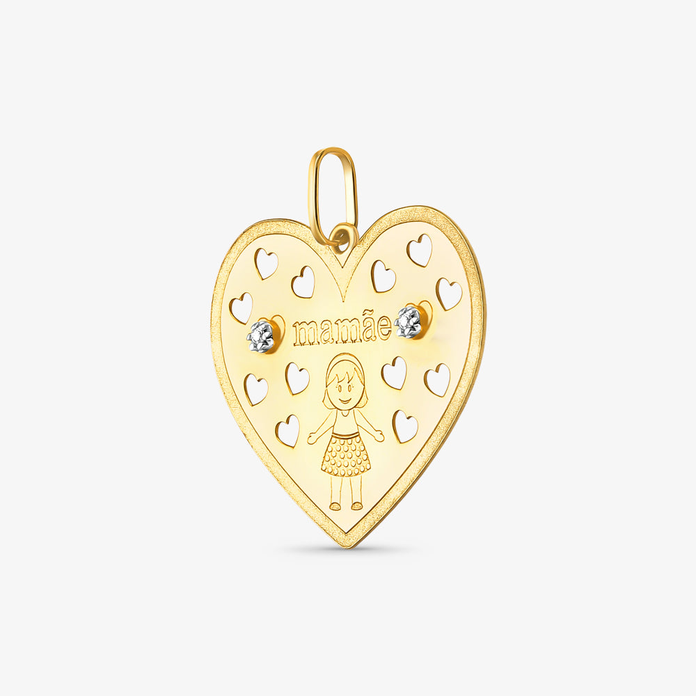 Pingente Menina com Pedras em Ouro Amarelo 18K