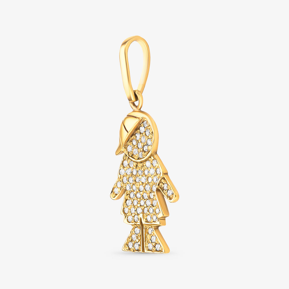 Pingente Menino com Pedras em Ouro Amarelo 18K