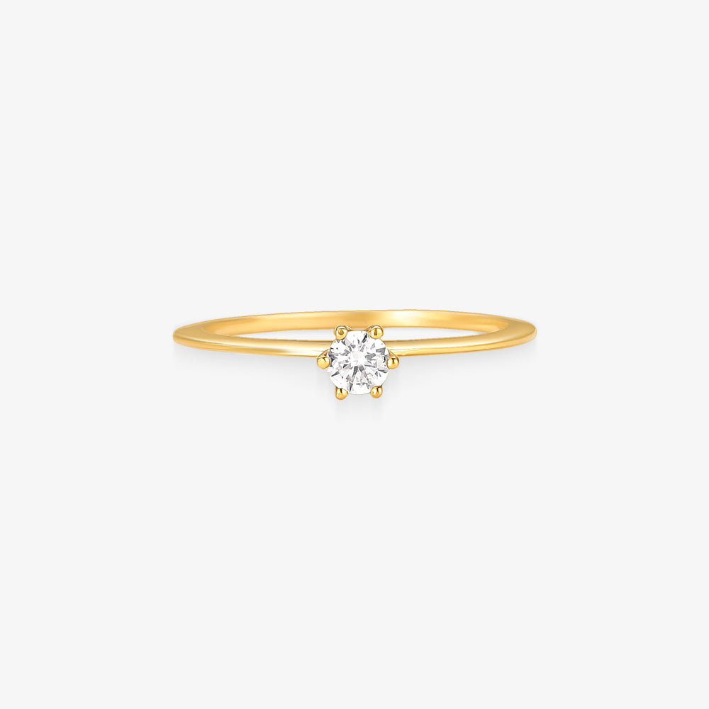 Anel Solitário Sira em Ouro Amarelo 18K