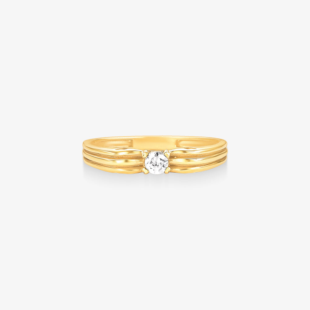 Anel Solitário Lua em Ouro Amarelo 18K