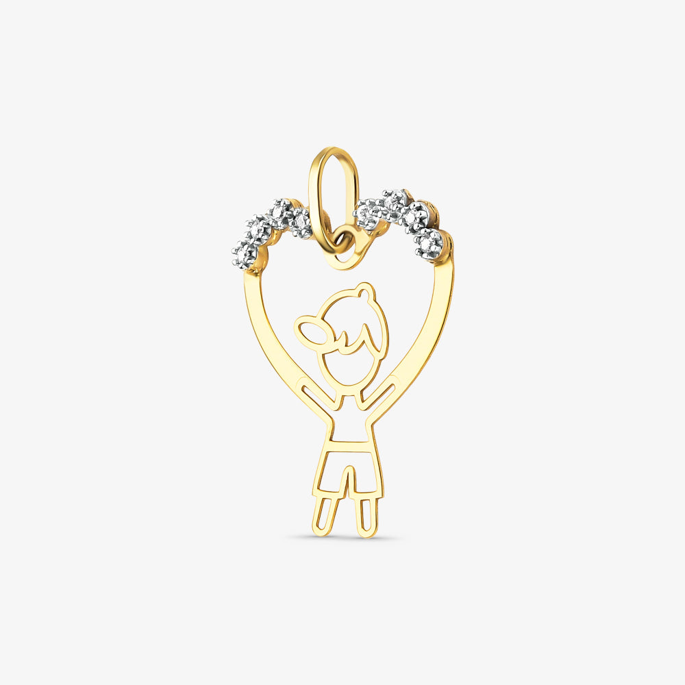 Pingente Menino Coração com Pedras em Ouro Amarelo 18K