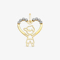 Pingente Menino Coração com Pedras em Ouro Amarelo 18K