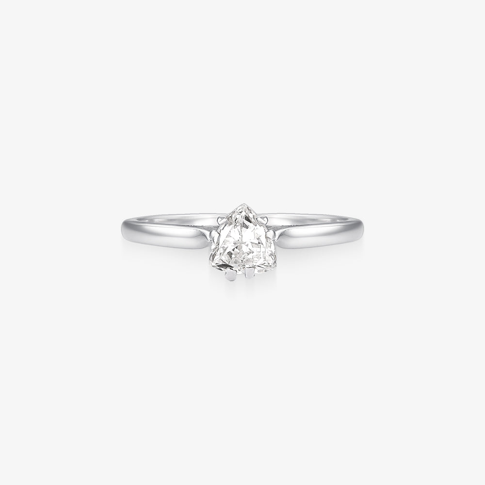 Anel Solitário Coração com Diamante em Ouro Branco  18K