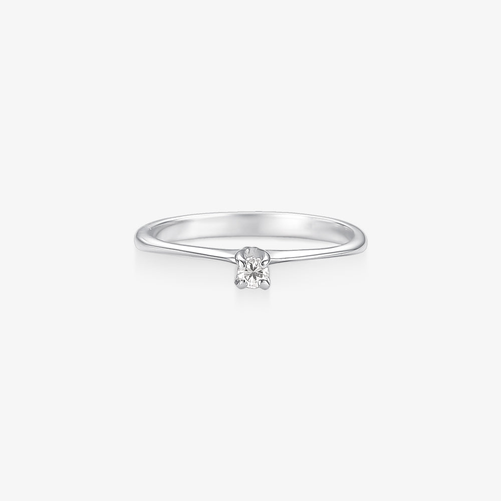 Anel Solitário Laços com Diamante em Ouro Branco 18K