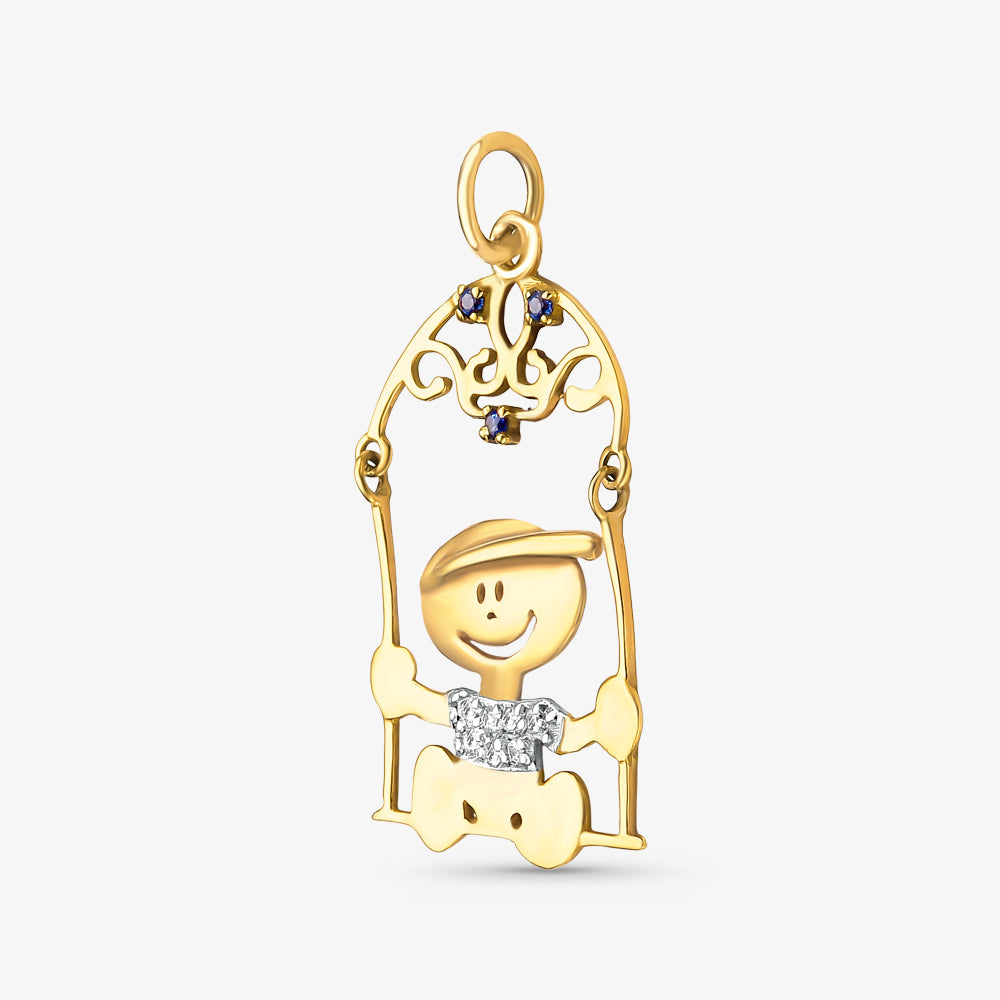 Pingente Menino na Gangorra em Ouro Amarelo 18K