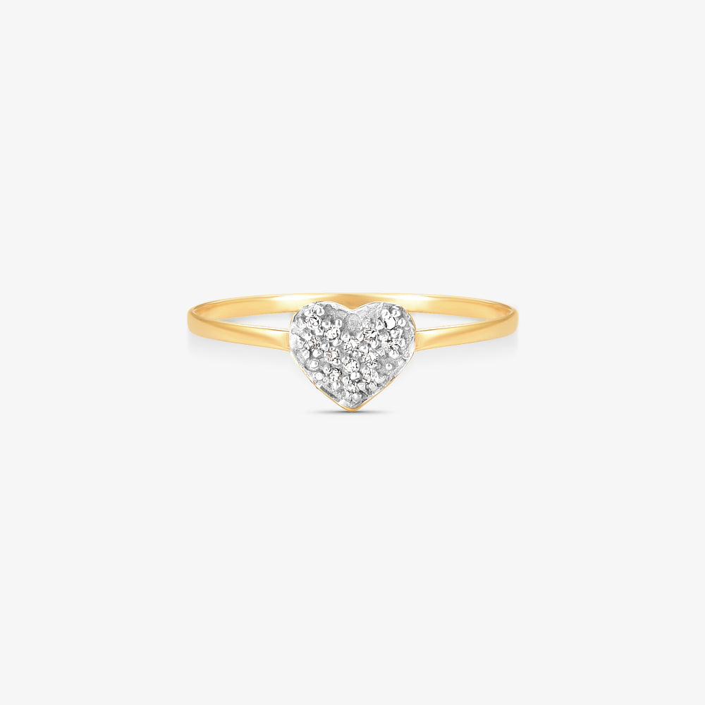 Anel Coração com Diamantes em Ouro Amarelo 18K