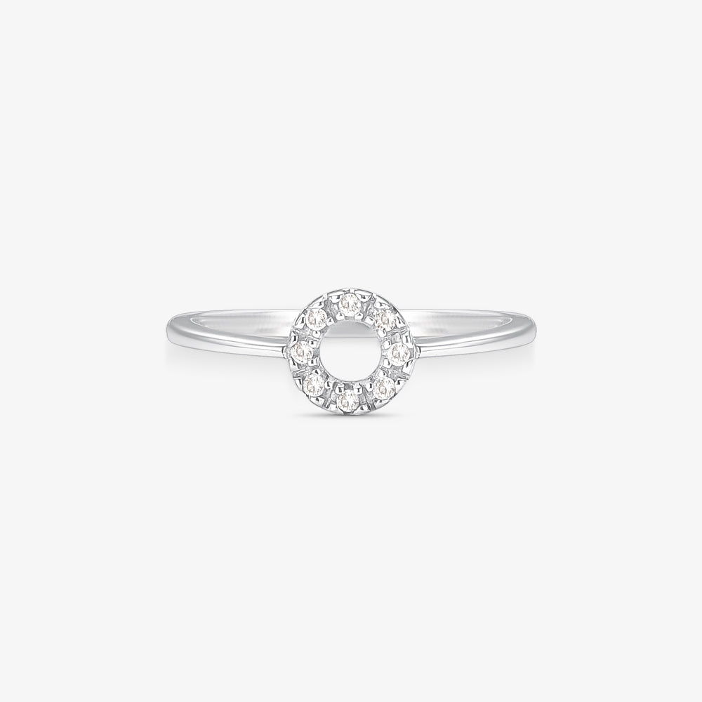 Anel Círculo com Diamantes em Ouro Branco 18K