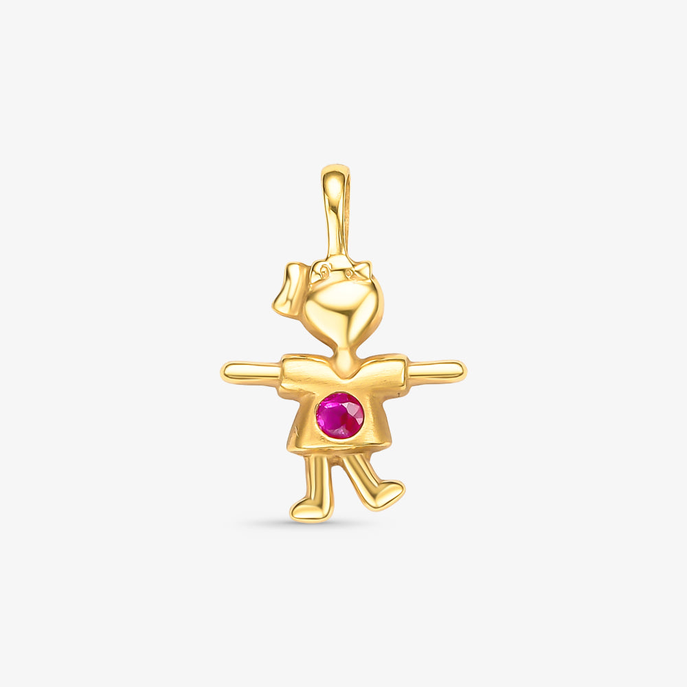 Pingente Menina com Pedras em Ouro Amarelo 18K
