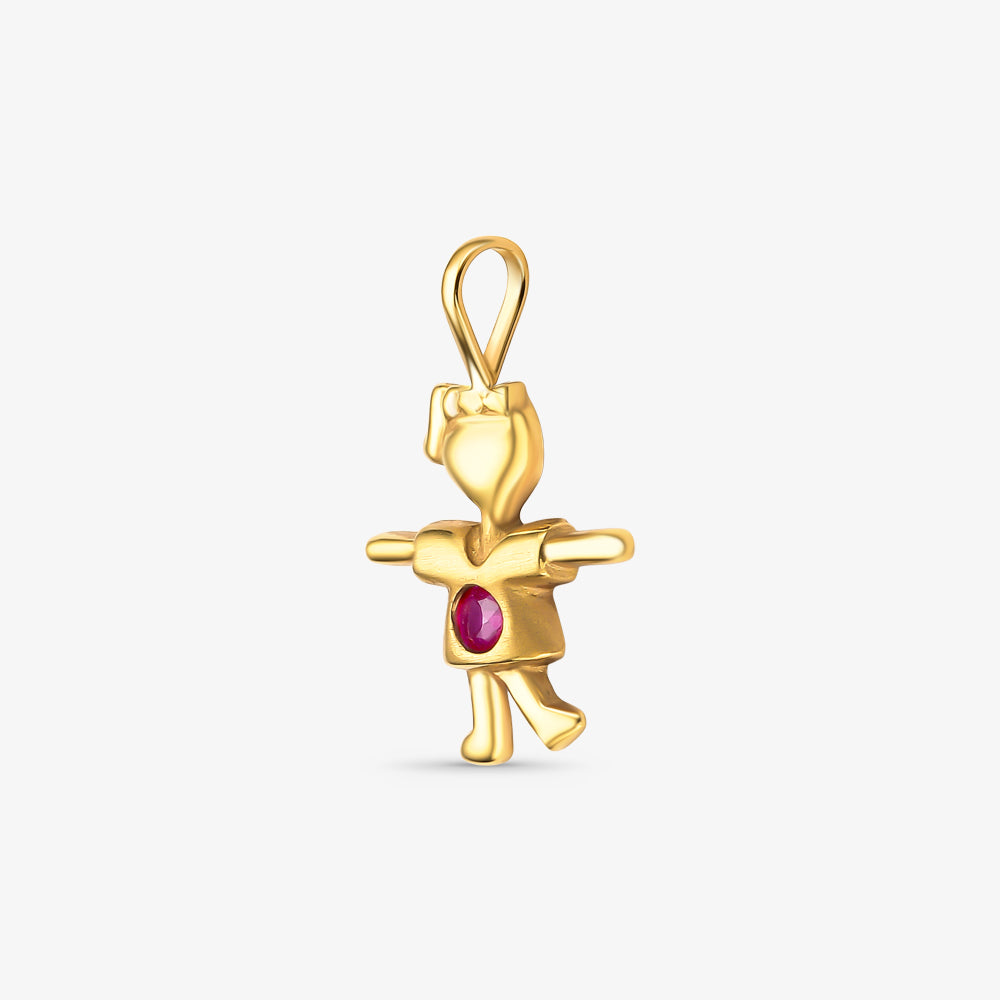 Pingente Menina com Pedras em Ouro Amarelo 18K