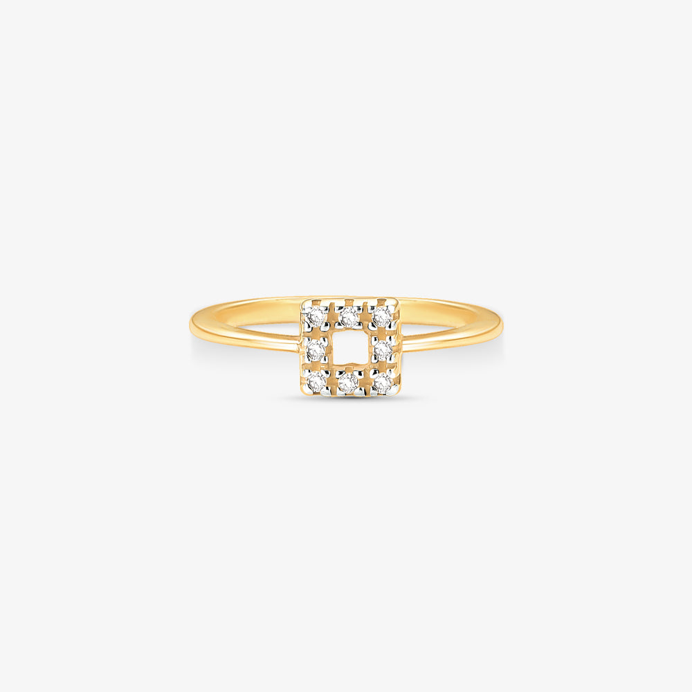 Anel com 8 Diamantes em Ouro Amarelo 18K