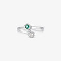 Anel com Esmeralda e Diamantes em Ouro Branco 18K