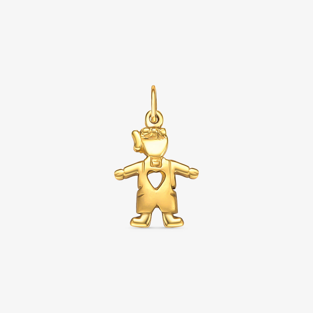 Pingente Menina com Coração Vazado em Ouro Amarelo 18K