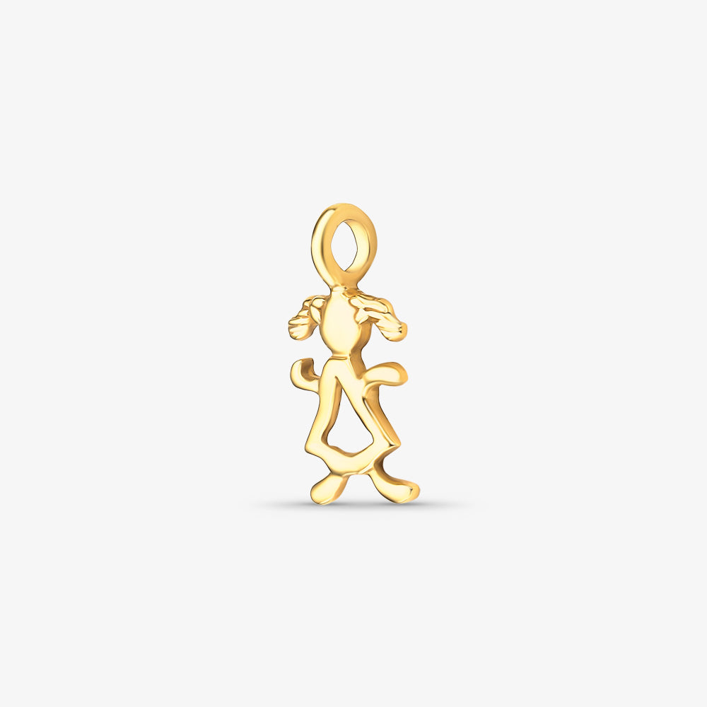 Pingente Menina Vestido em Ouro Amarelo 18K