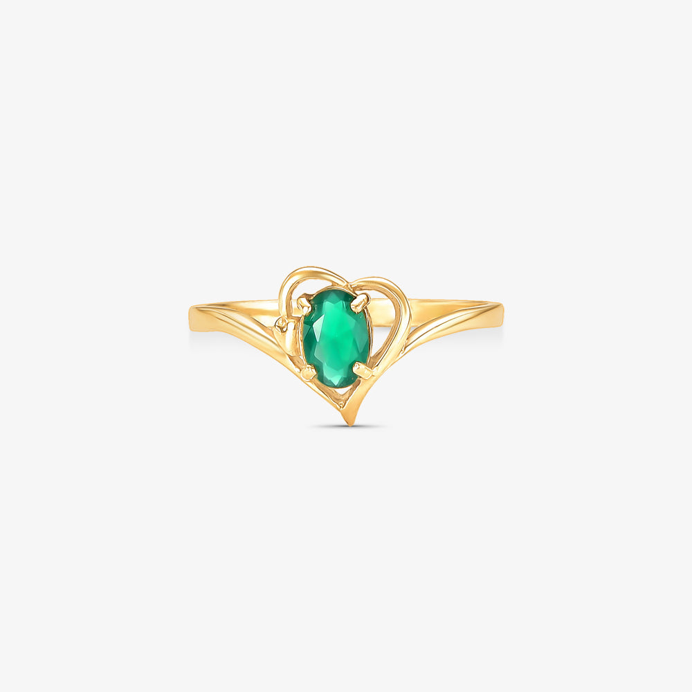 Anel com Esmeralda Natural em Ouro Amarelo 18K