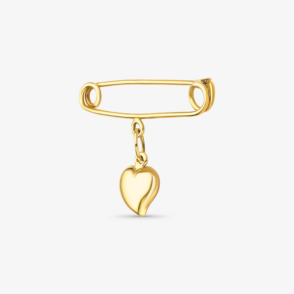 Alfinete Coração em Ouro Amarelo 18K