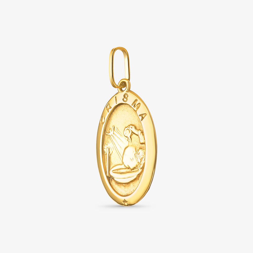 Pingente Médio Oval Crisma em Ouro Amarelo 18K