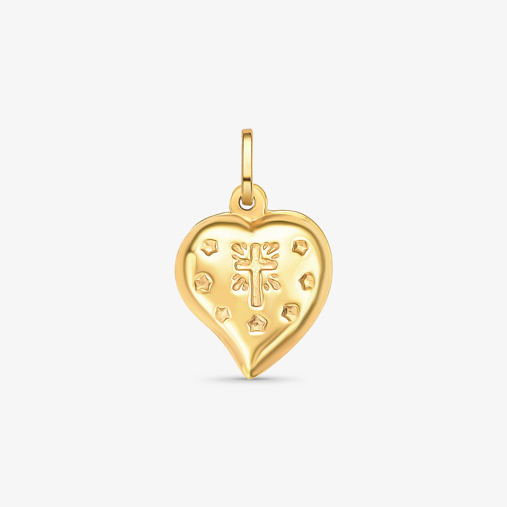 Pingente Agnus Dei com Coração Duplo em Ouro Amarelo 18K