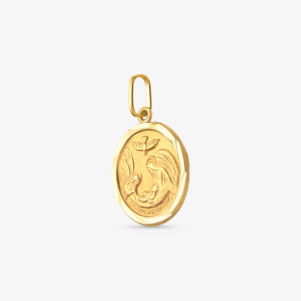 Pingente Medalha Anjo da Guarda em Ouro Amarelo 18K
