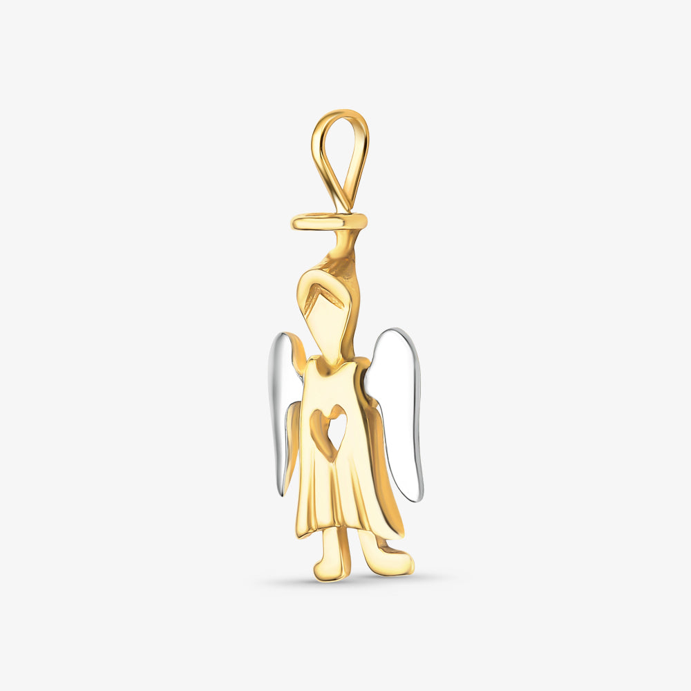 Pingente Anjo Bicolor em Ouro Amarelo 18K